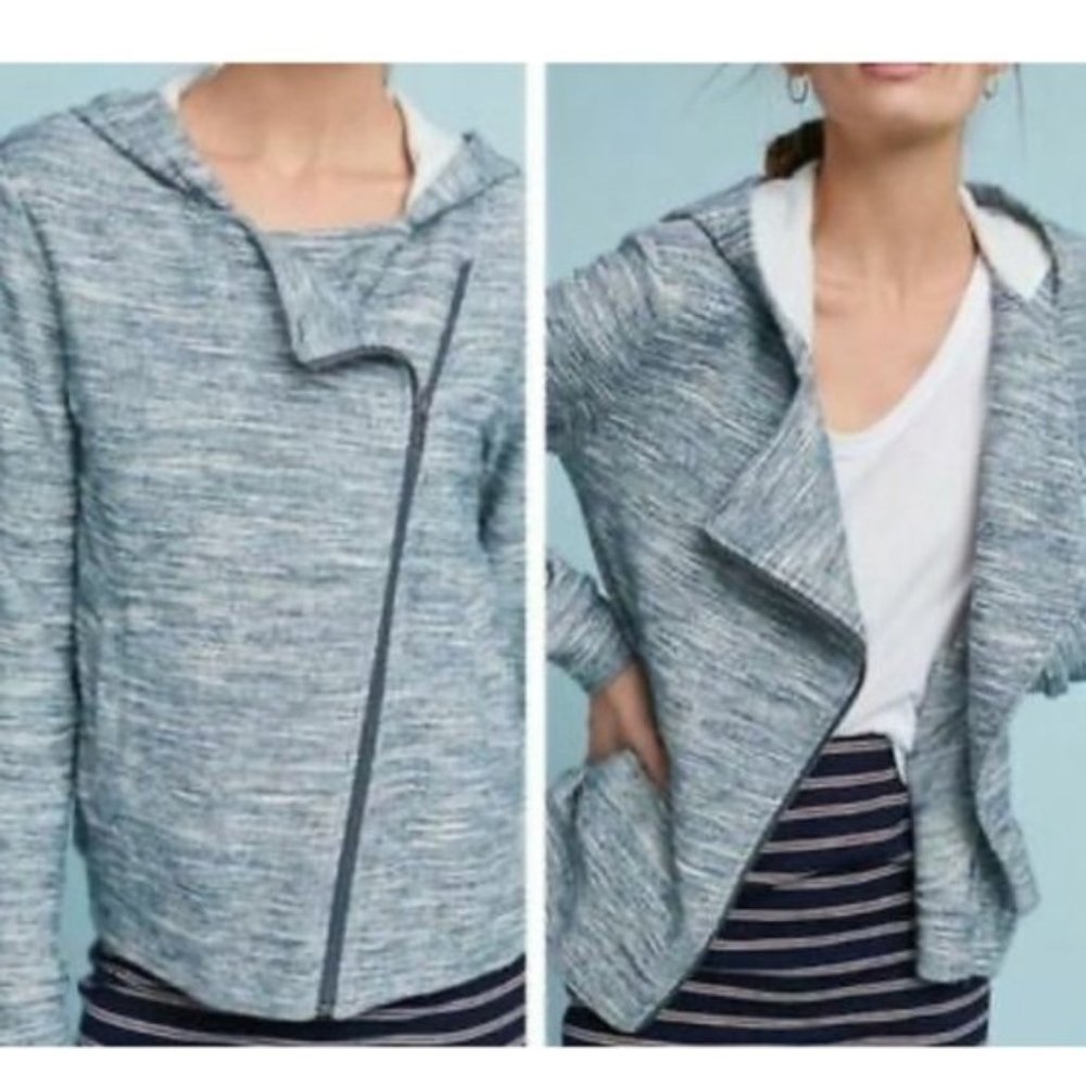 Anthro Saturday Sunday Hooded Tweed Moto Jacket size small
